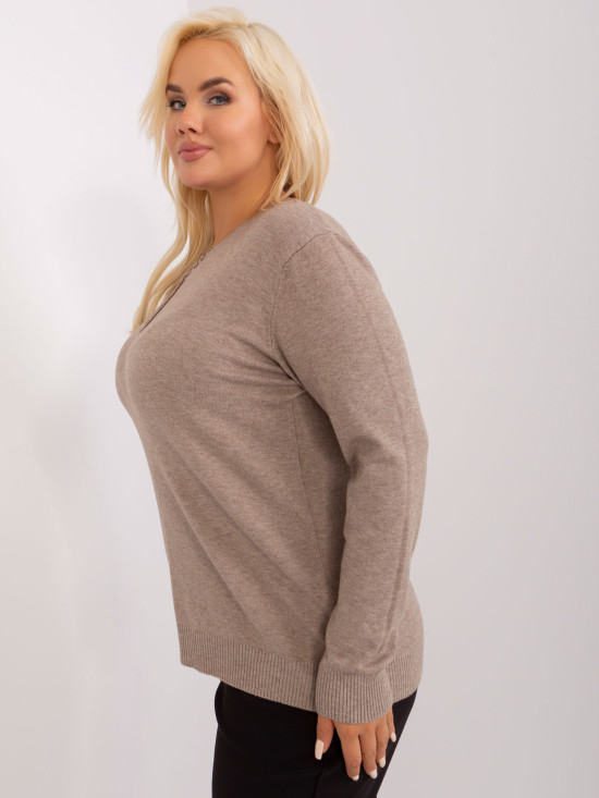 Beiger Plus-Size-Pullover mit Knöpfen