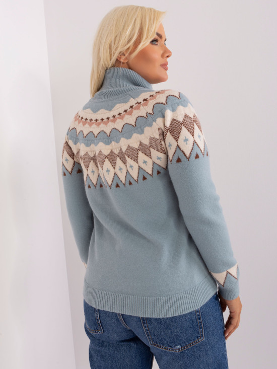 Mintfarbener Damenpullover in Übergröße mit Rollkragen