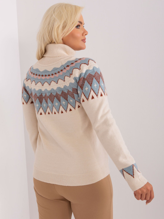 Helle beige Damen Pullover in Übergröße mit geometrischem Muster