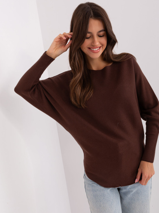 Brauner Oversize-Pullover aus Viskose