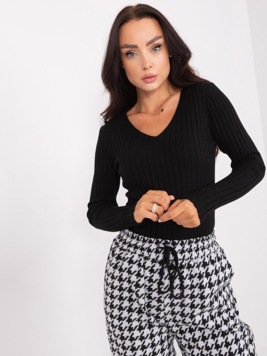 Schwarzer Damen Strickpullover