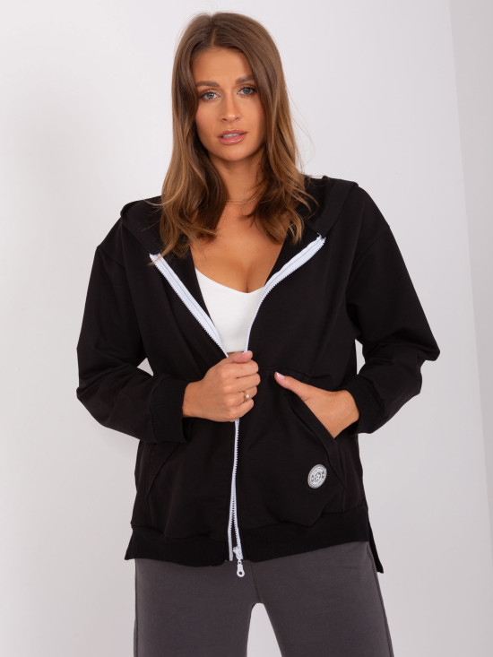 Schwarze asymmetrische Sweatjacke