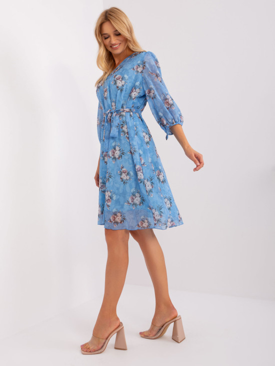 Blaue Oversize-Kleid mit Blumenmuster