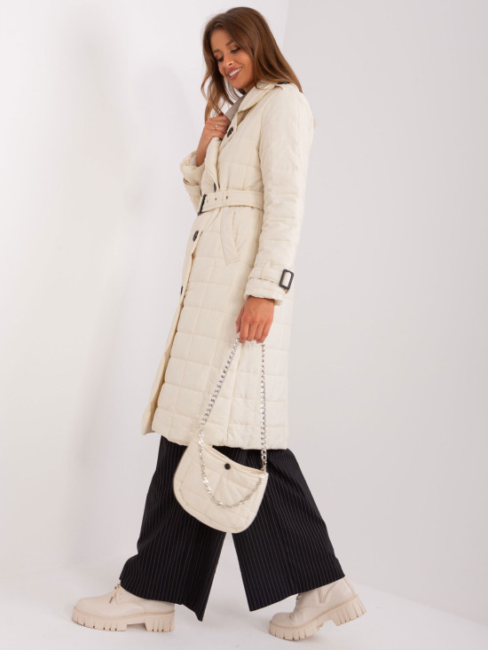 Helle beige Winter Steppjacke mit Tasche