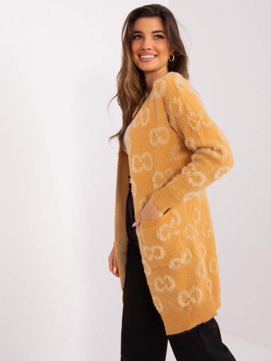 Damen-Kardigan in Camel mit Muster