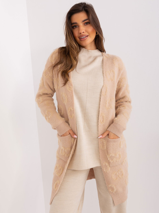 Beiger Cardigan mit Taschen