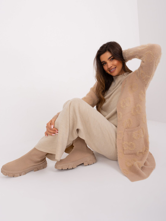 Beiger Cardigan mit Taschen