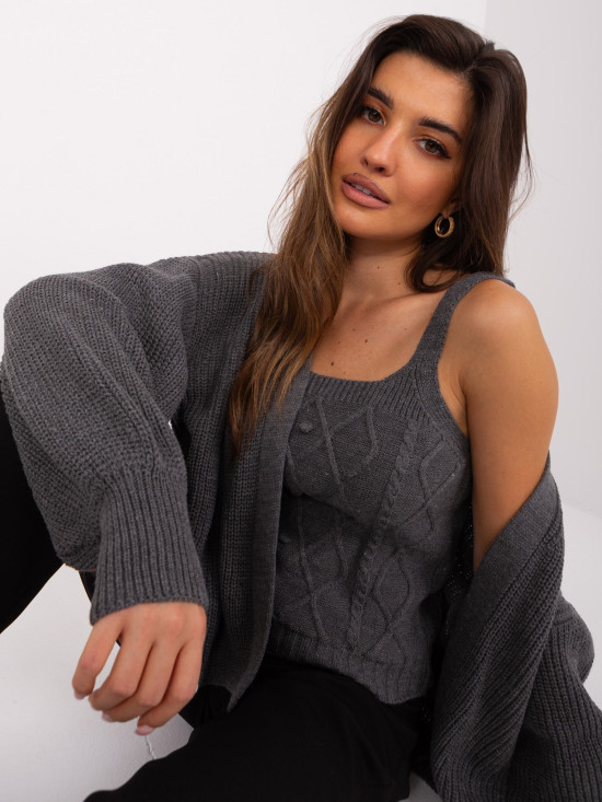 Dunkelgrau Set mit kurzem Cardigan
