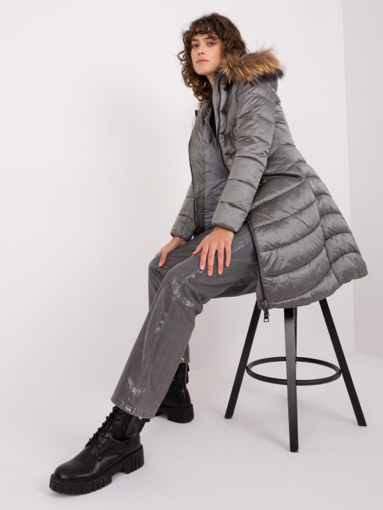 Dunkelgraue Winter Steppjacke