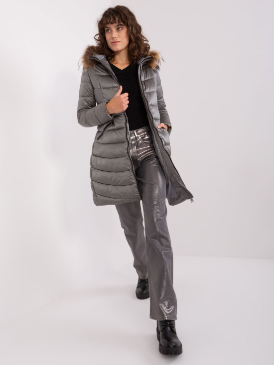Dunkelgraue Winter Steppjacke
