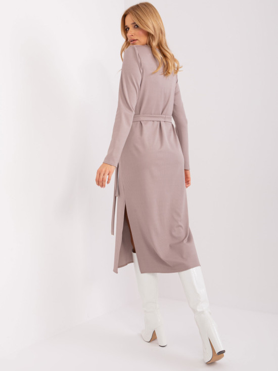 Beige Cocktailkleid mit Schlitzen
