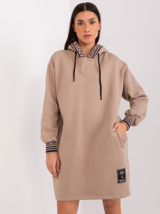 Asymmetrisches beige Sweatkleid