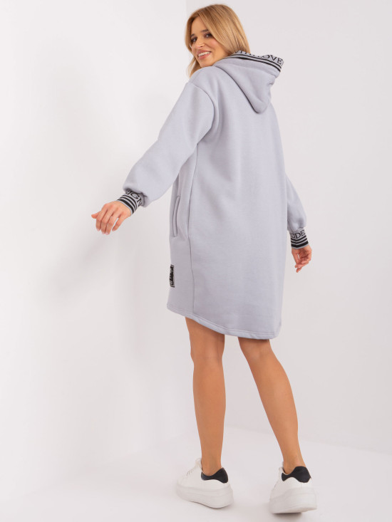 Grau Sweatkleid mit Kordelzug
