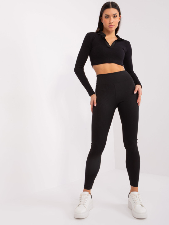 Schwarze Sportleggings mit Streifen