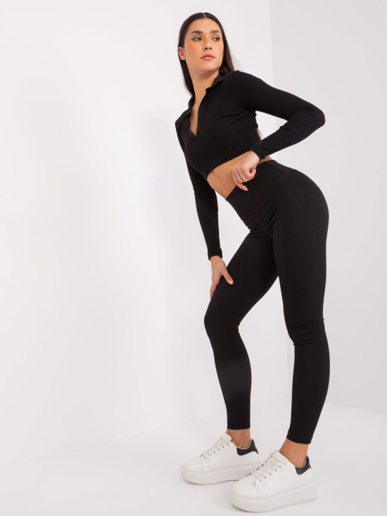Schwarze Sportleggings mit Streifen