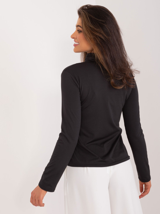 Elegante schwarze Bluse mit Rollkragen