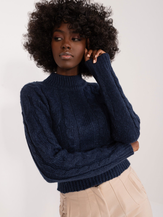 Eleganter blauer Pullover mit langen Ärmeln