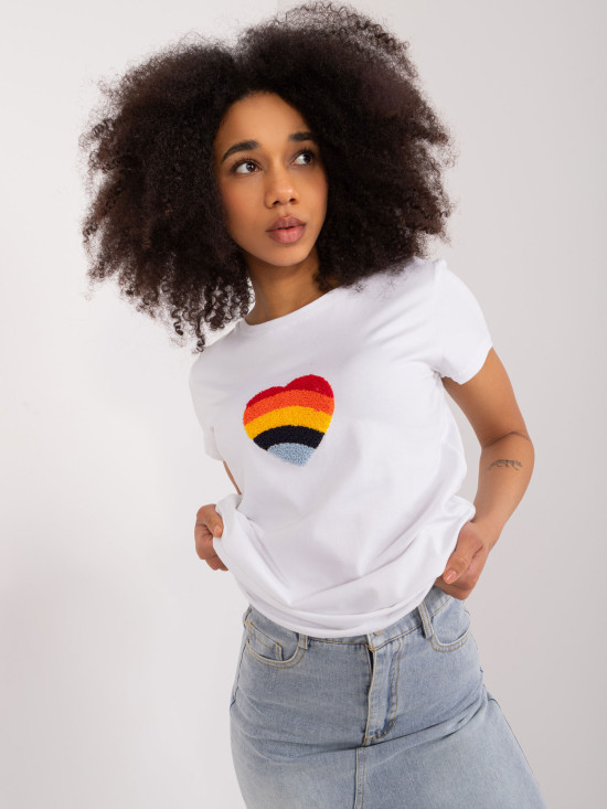 Weiße Bluse mit Applikation und Stickerei