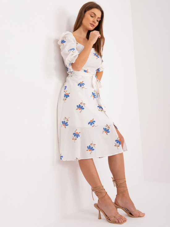 Blumen Midi Kleid mit kurzen Ärmeln