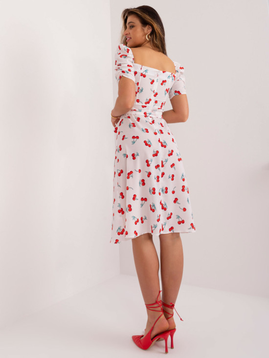 Weiße ausgestellte Kleid mit Gürtel