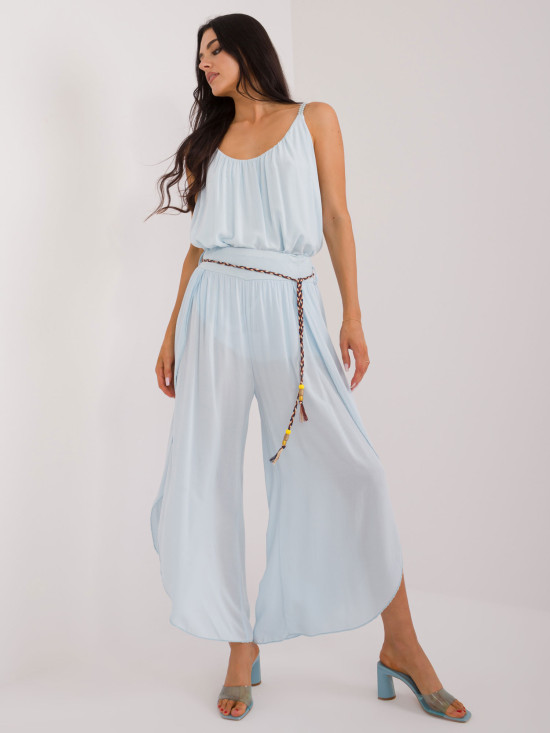 Stylische blaue Hose mit hohem Bund