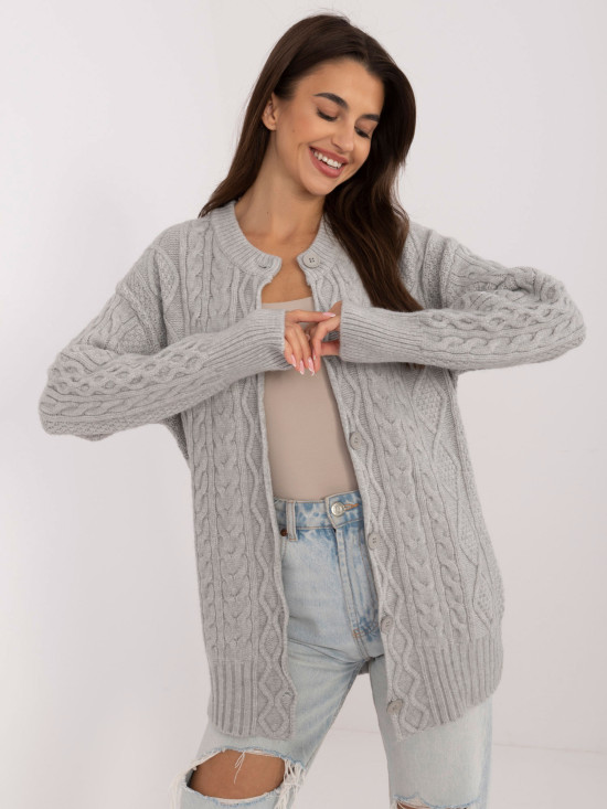Stylischer grauer Pullover mit langen Ärmeln