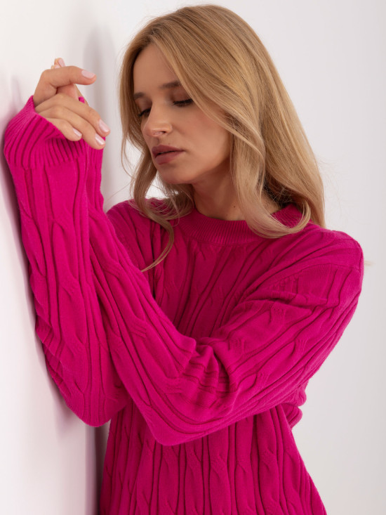 Fuchsia Pullover mit langen Ärmeln
