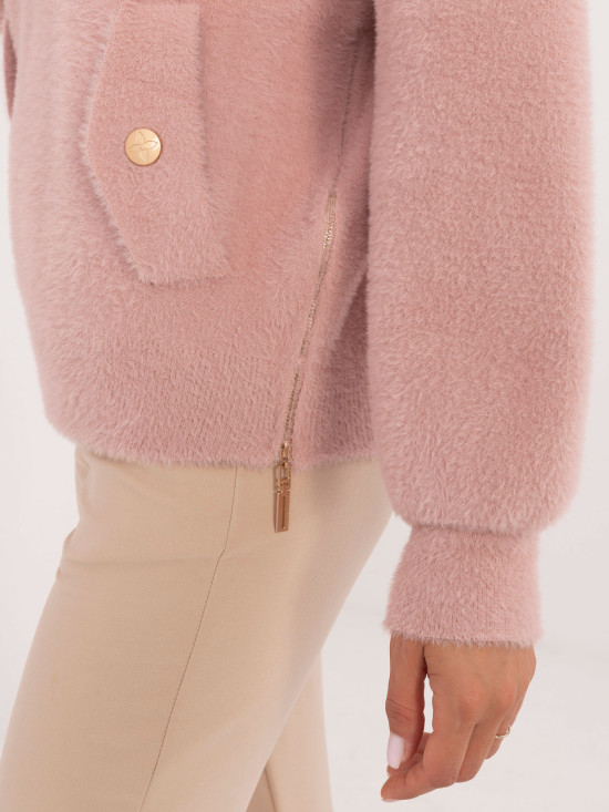 Stylische rosa Winterjacke mit Kapuze
