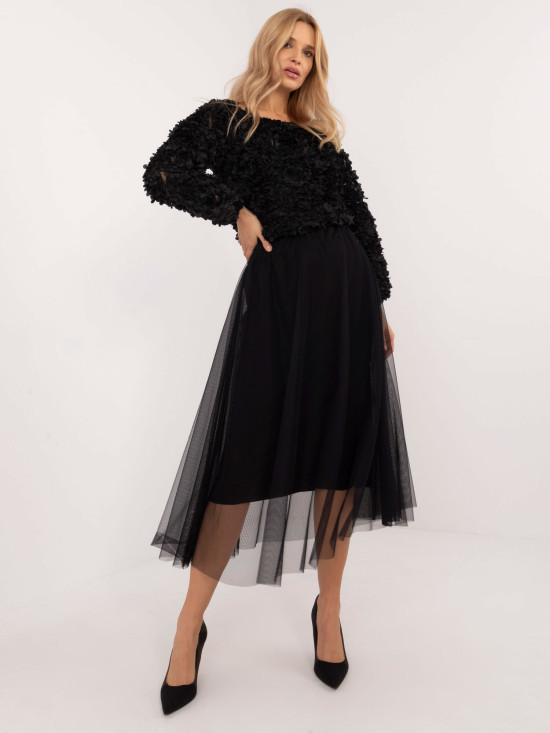 Eleganter schwarzer Midirock