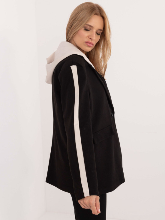 Stylische schwarze Jacke mit abnehmbarer Kapuze