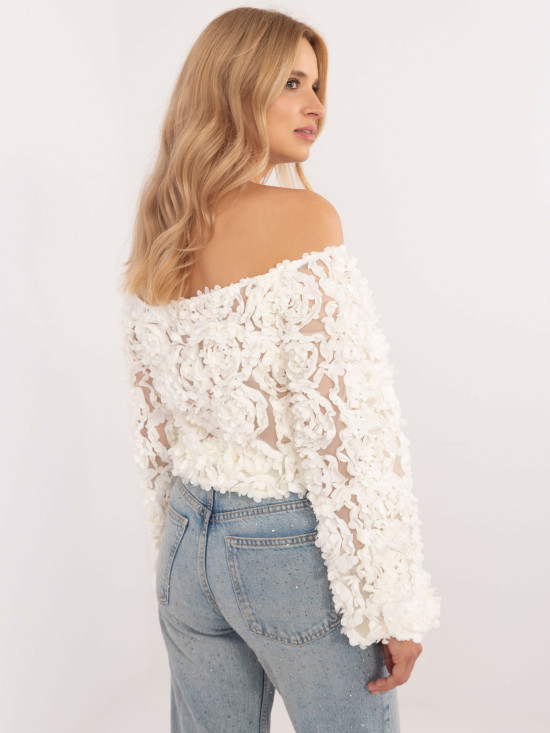 Elegante Bluse mit langen Ärmeln in Ecru