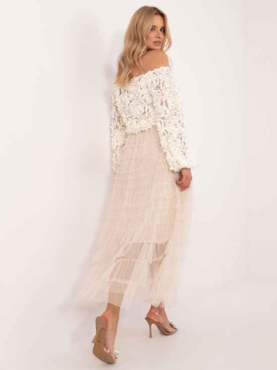 Eleganter beiger Midirock