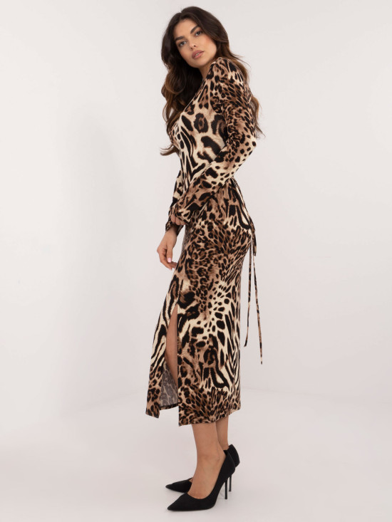 Elegantes Midi-Kleid mit Leopardenmuster