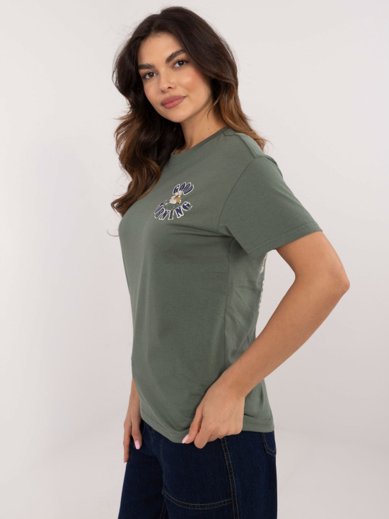 Stylische khaki Bluse mit kurzen Ärmeln
