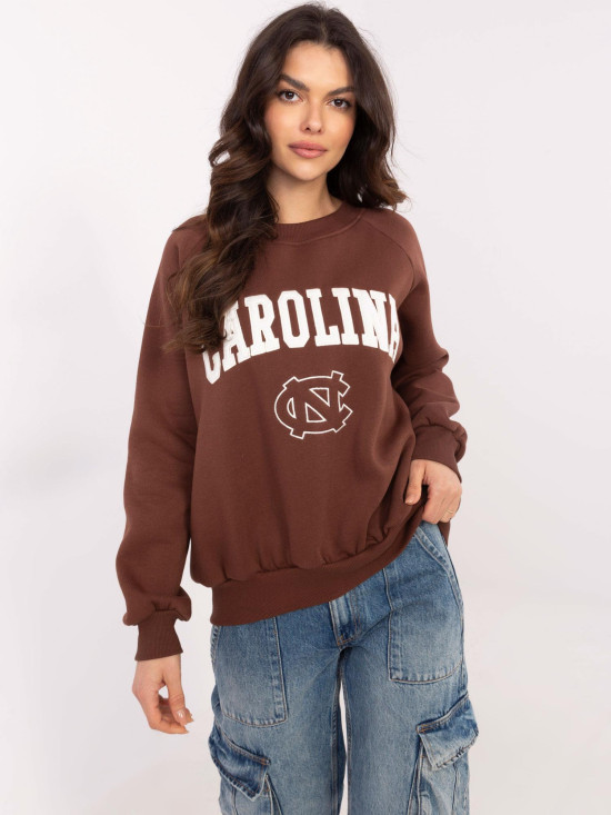 Braunes Sweatshirt mit Applikationen und Stickerei