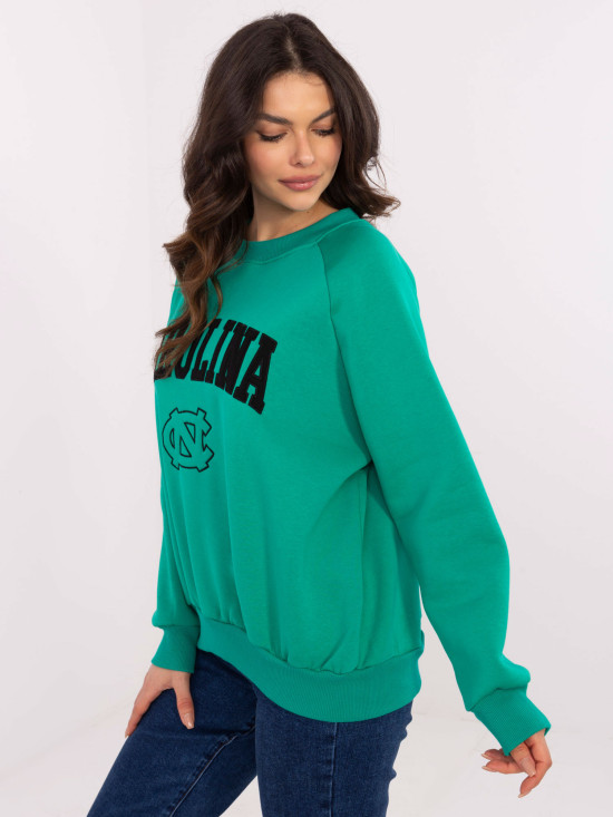 Türkisfarbener Pullover mit langen Ärmeln