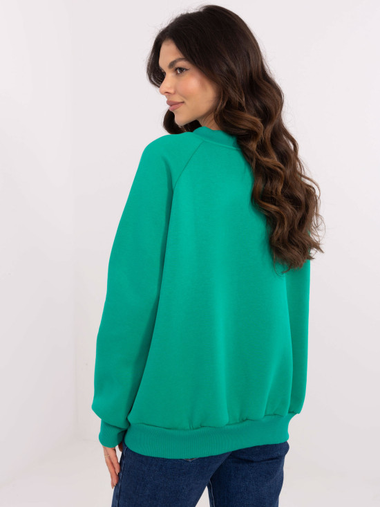 Türkisfarbener Pullover mit langen Ärmeln