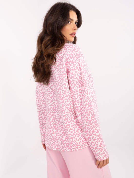 Stilvolle weiße Bluse mit rosa Muster