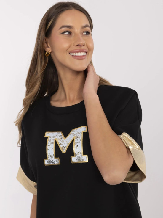 Stylische schwarze Oversize-Kleid mit Druck