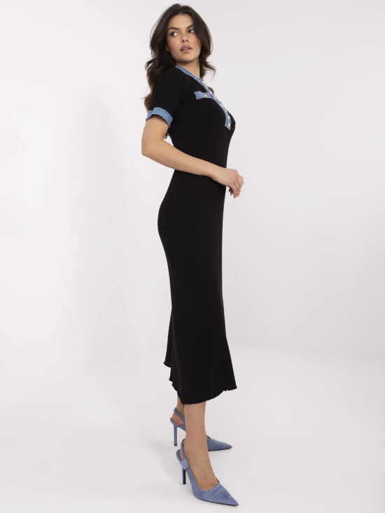 Elegantes schwarzes Midi-Kleid