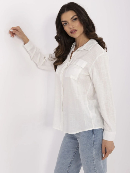 Elegante ecru Bluse mit langen Ärmeln