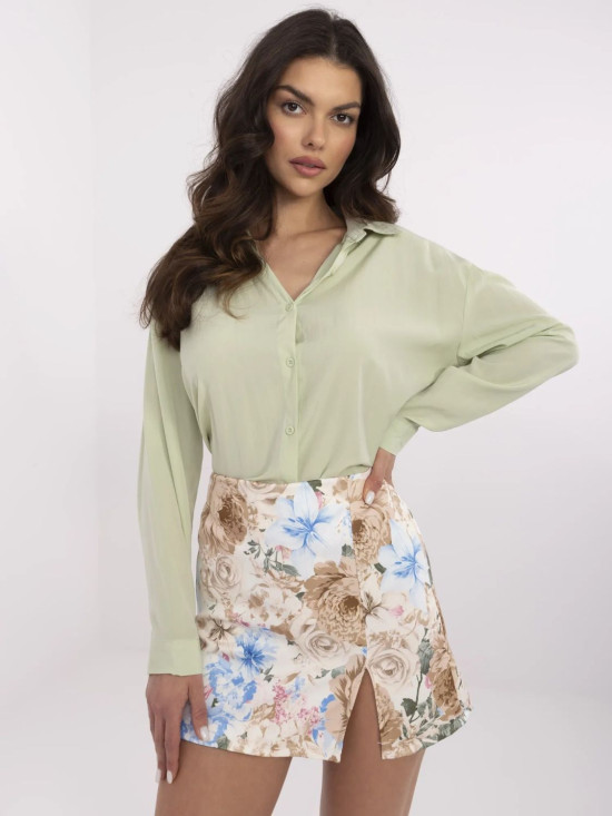 Eleganter beiger Rock mit Blumenmuster