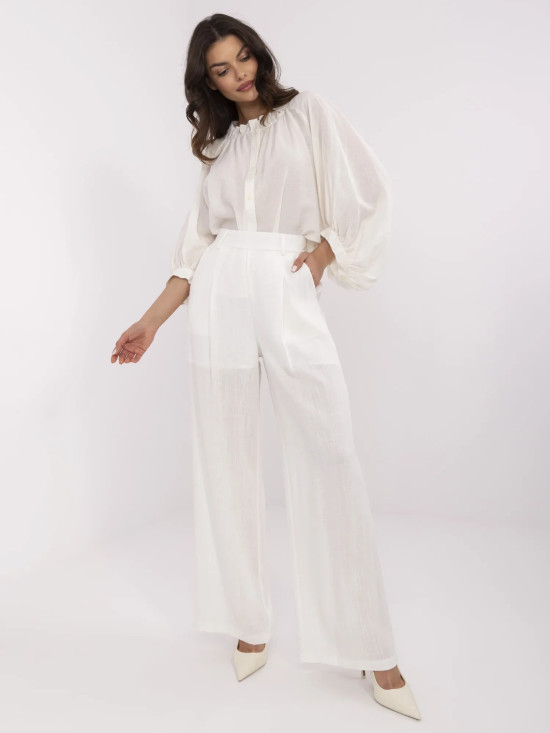 Elegante Palazzo-Hosen in Ecru