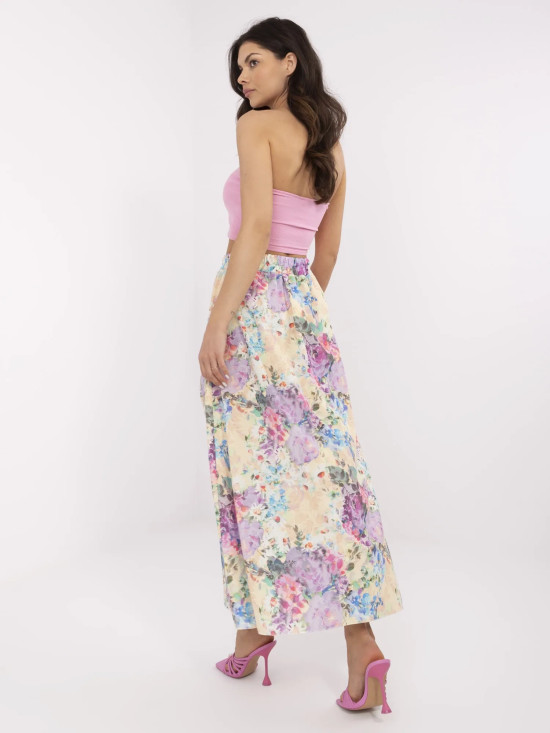 Beige Midi-Rock mit Blumenmuster