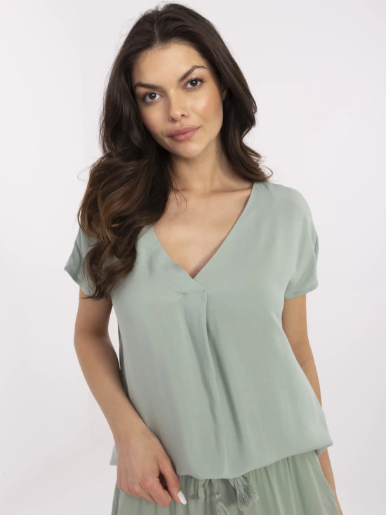Bequeme Bluse in Pistazienfarbe
