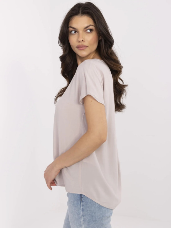 Beige Bluse mit V-Ausschnitt