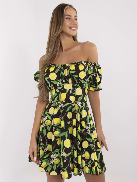 Ausgestellte Sommerkleid in Schwarz-Gelb