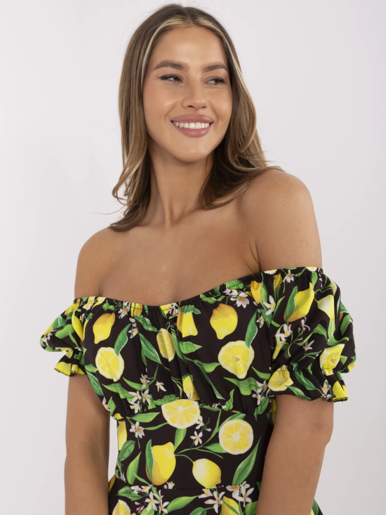 Ausgestellte Sommerkleid in Schwarz-Gelb