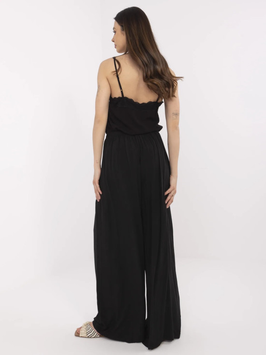 Stylische schwarze Hose mit hohem Bund