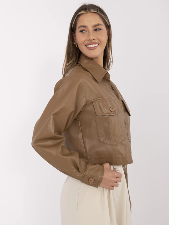 Übergangsjacke aus Kunstleder in Camel